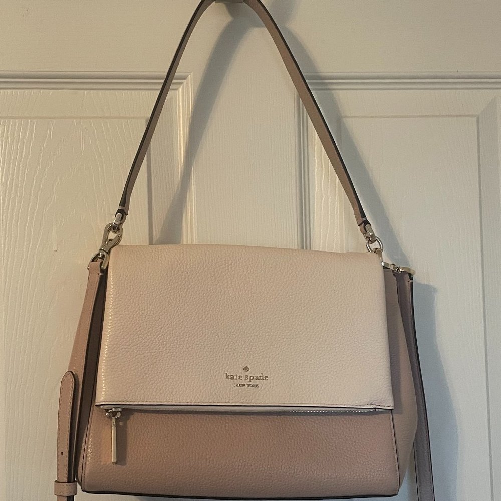 Kate Spade- Warm Beige Leila Color-block Flap Shoulder Bag